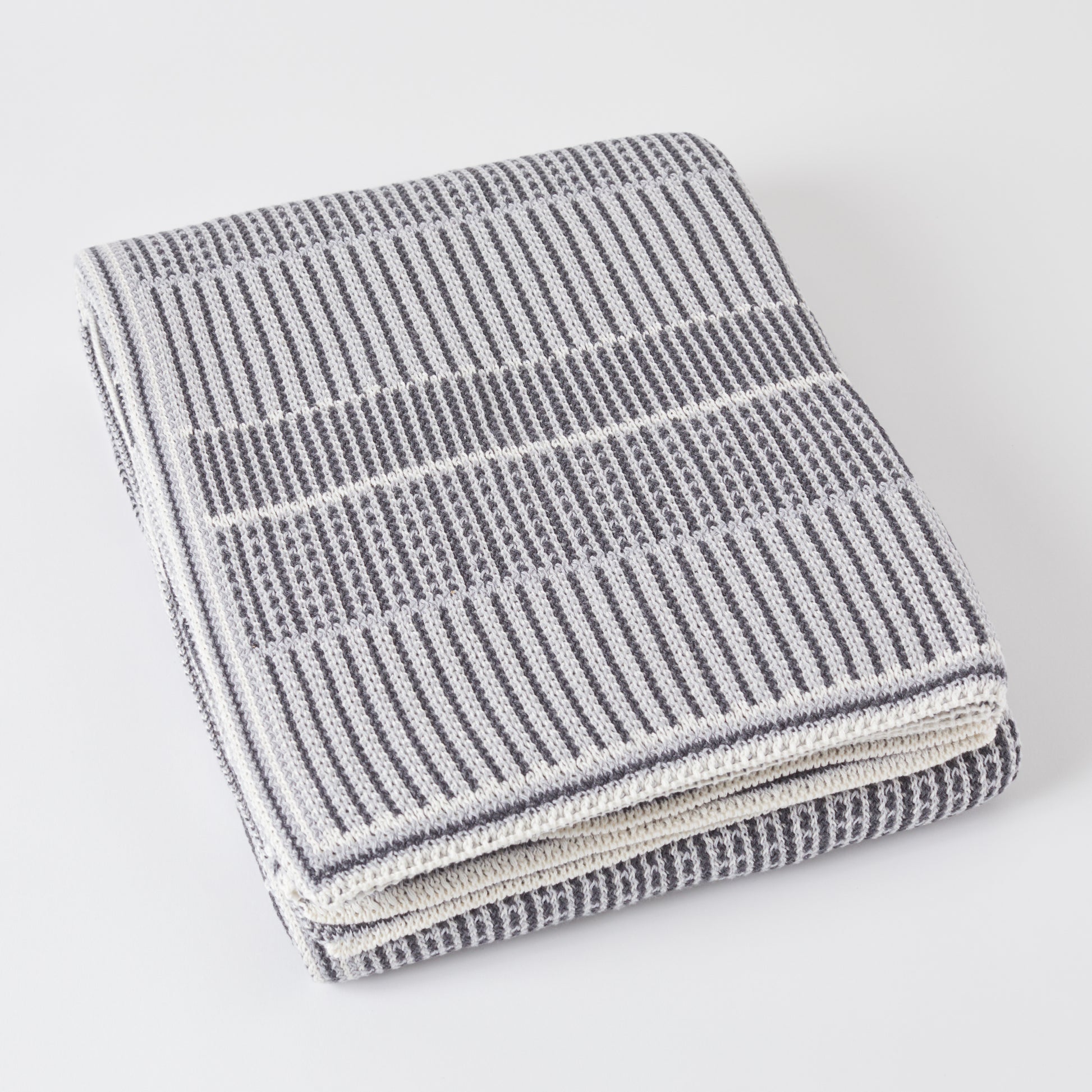 Dark Grey Combo Lofty Stripe Cotton Throw Blanket