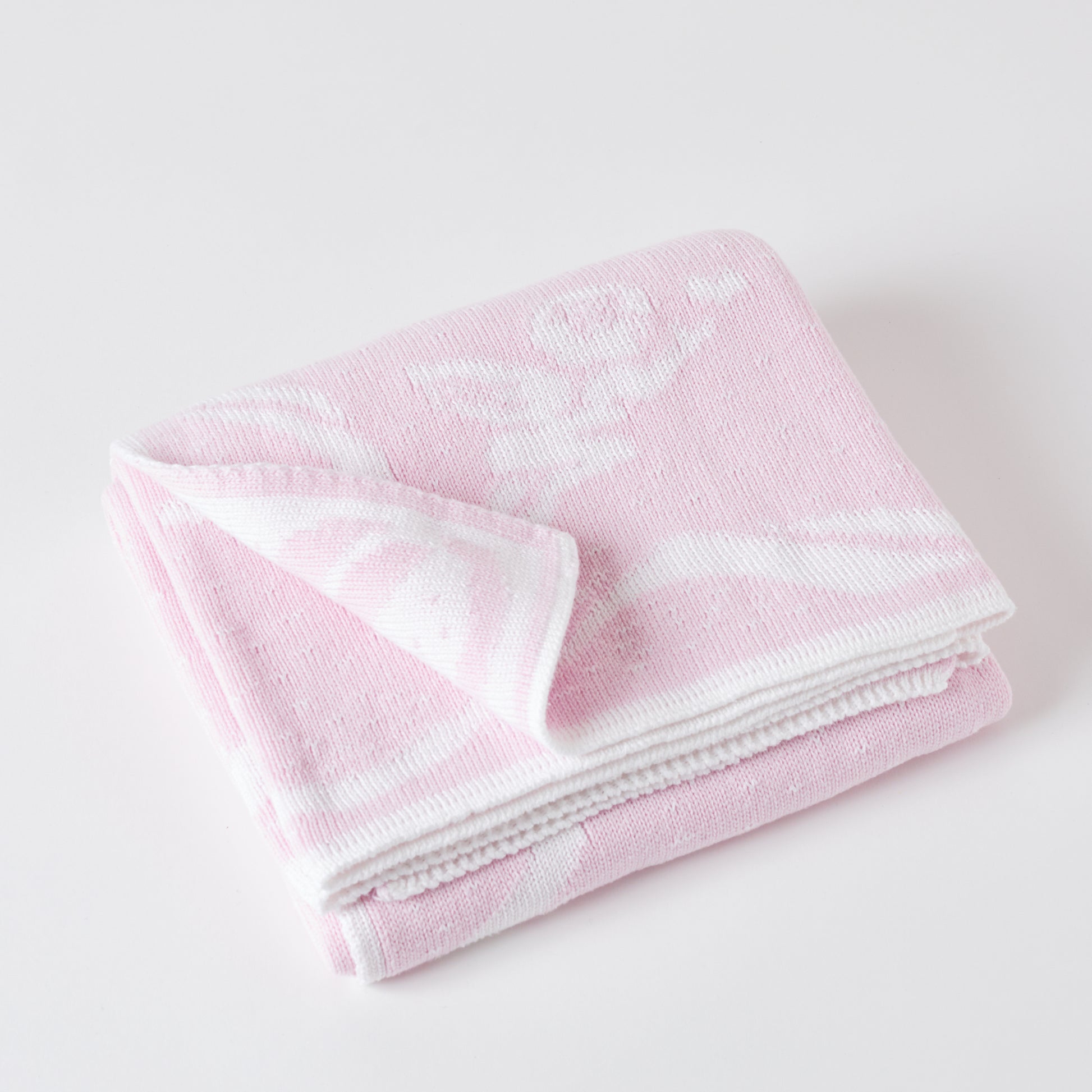 Pink Reversible Cherubs and Ribbons Baby Blanket