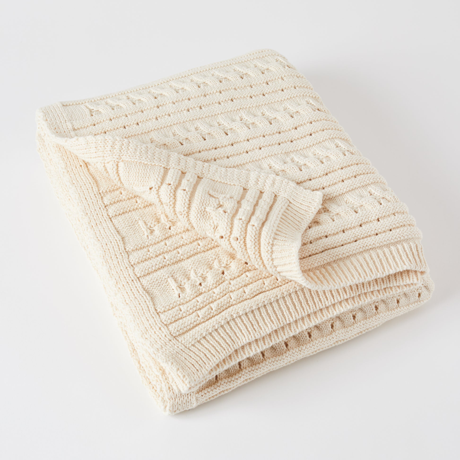 Cable and Pointelle 5gg Throw Blanket