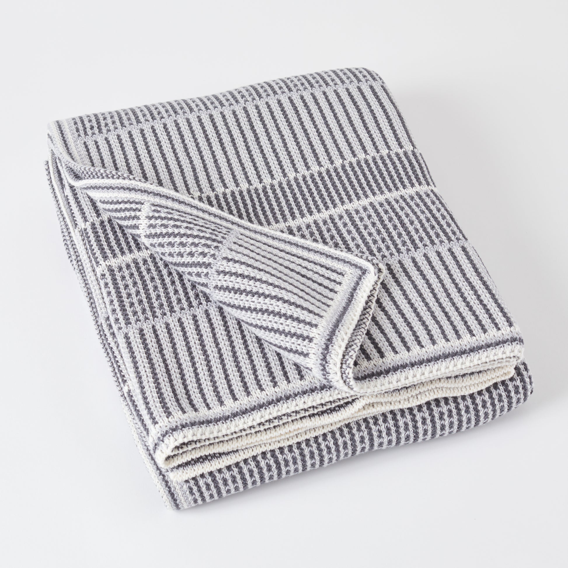 Dark Grey Combo Lofty Stripe Cotton Throw Blanket