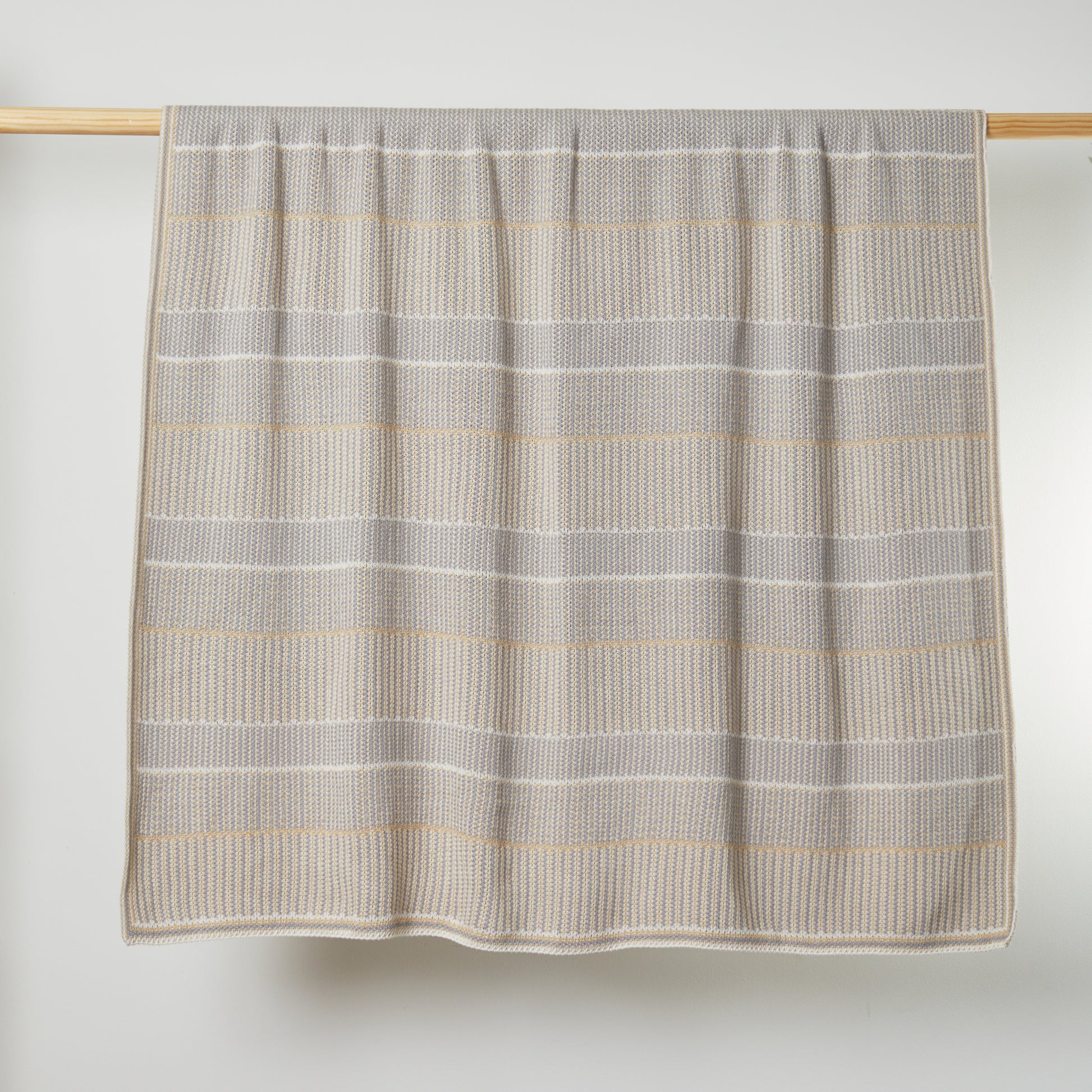 Natural/Tan Lofty Stripe Cotton Throw Blanket