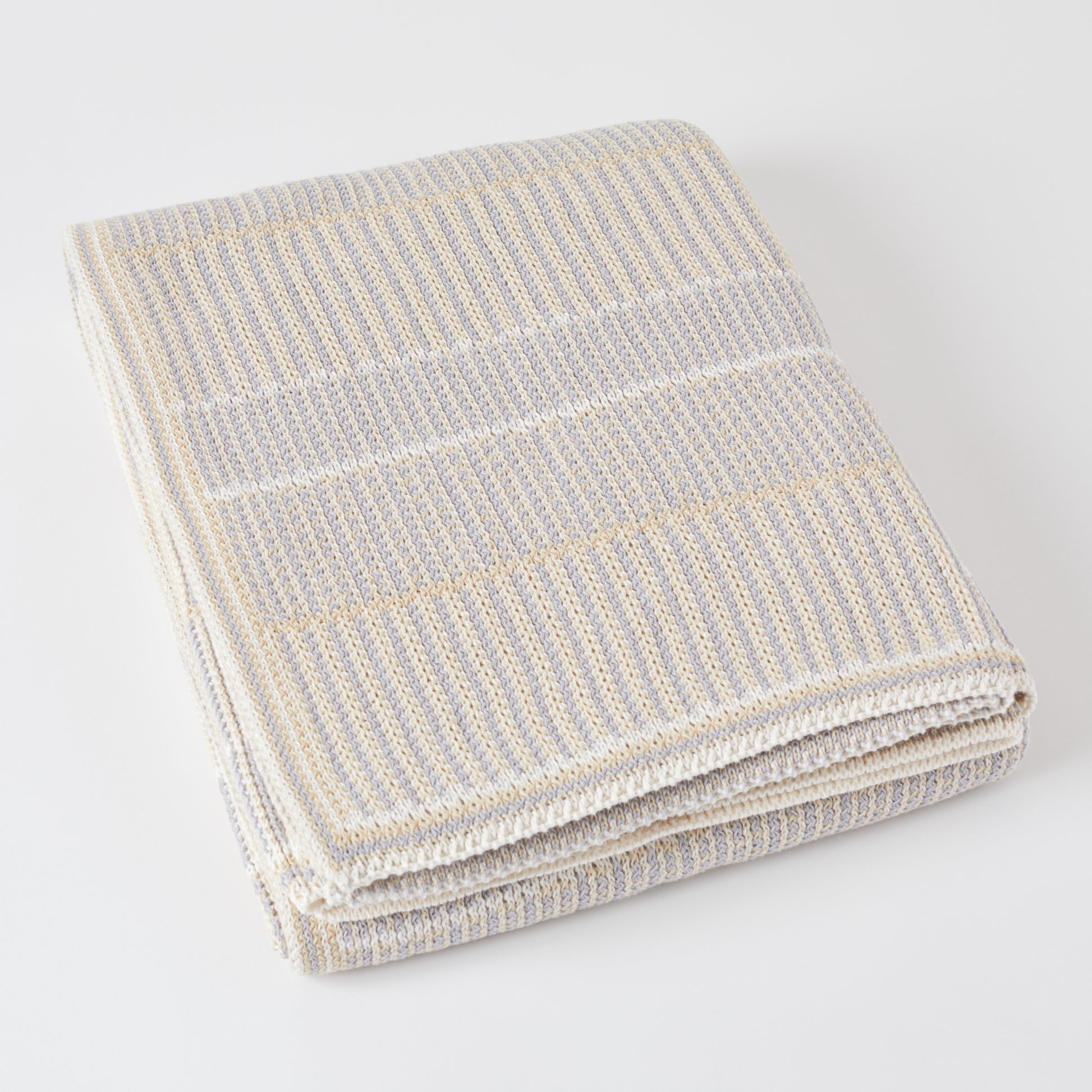 Natural/Tan Lofty Stripe Cotton Throw Blanket