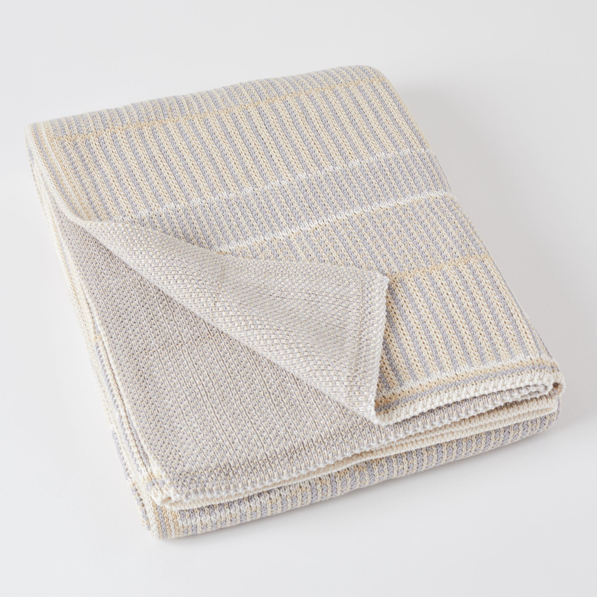 Natural/Tan Lofty Stripe Cotton Throw Blanket