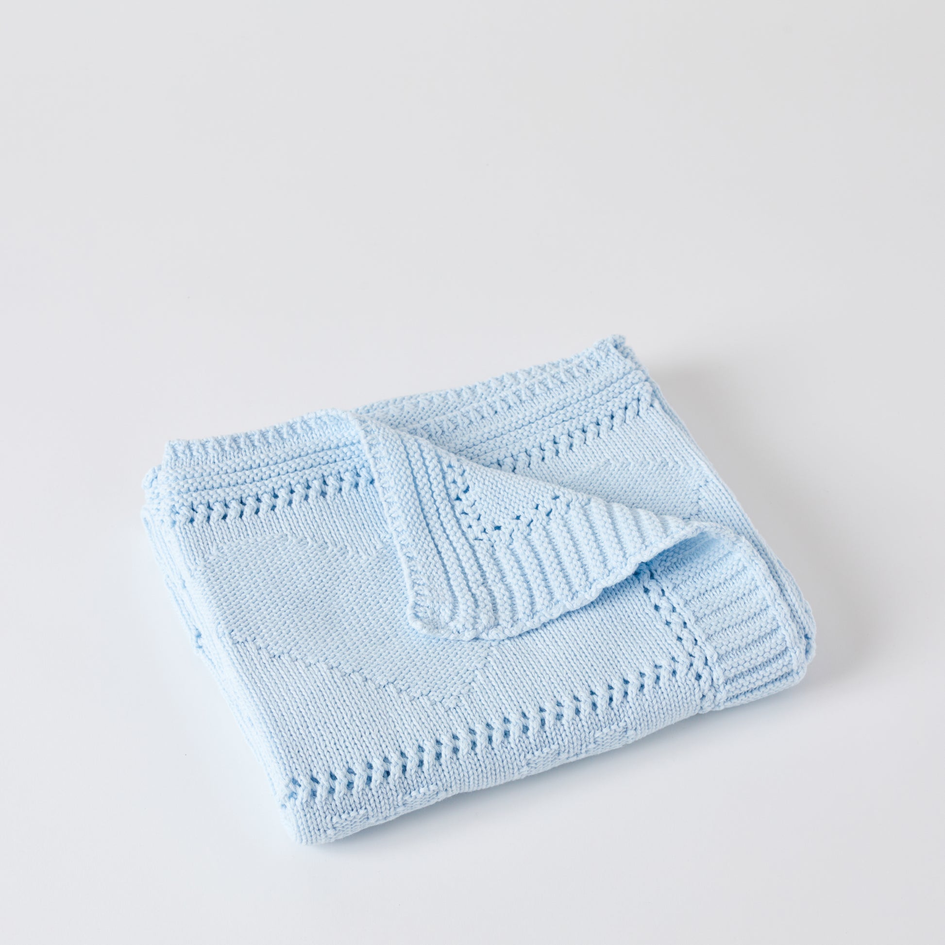 Blue Patchwork Pointelle Baby Blanket