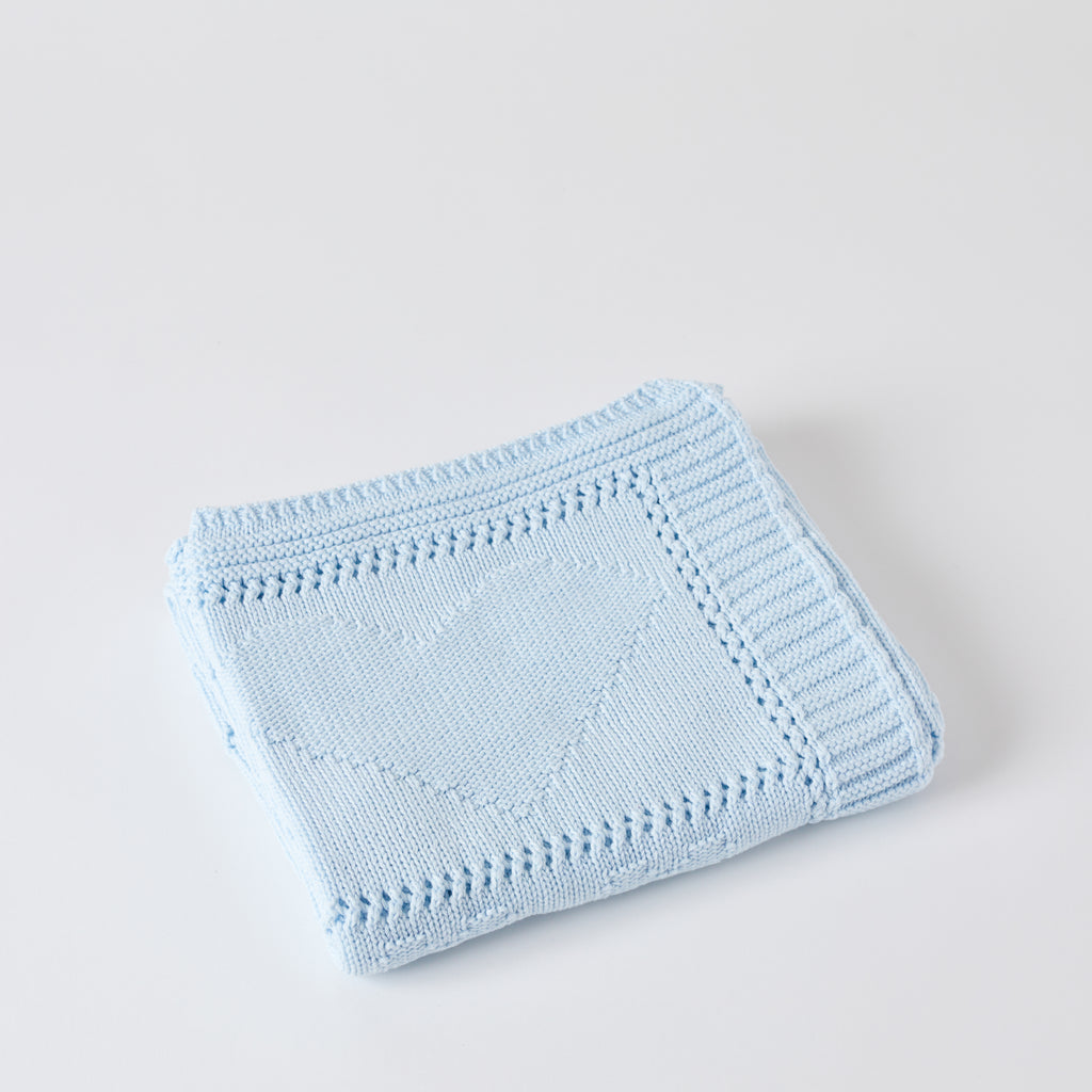 Blue Patchwork Pointelle Baby Blanket