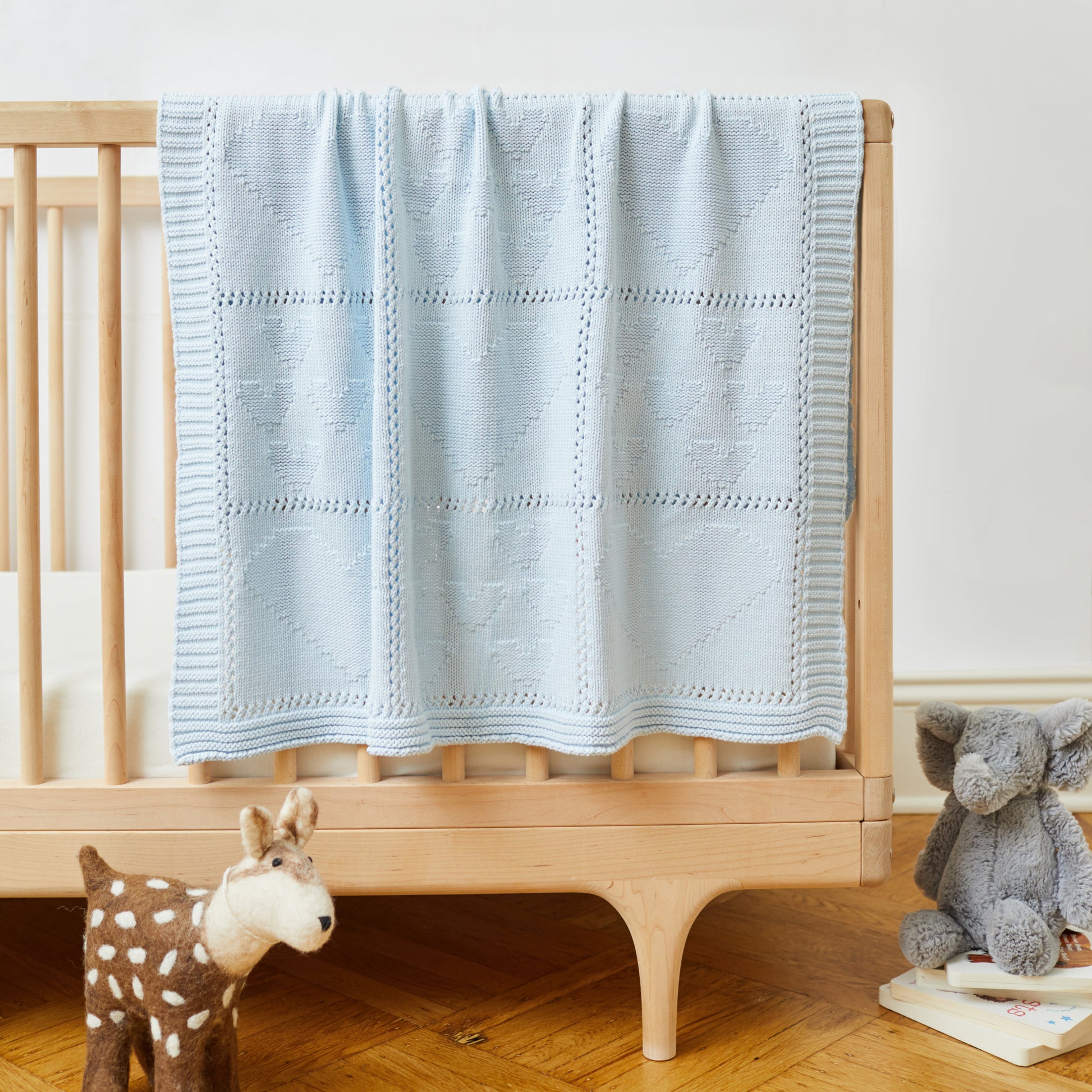 Blue Patchwork Pointelle Baby Blanket