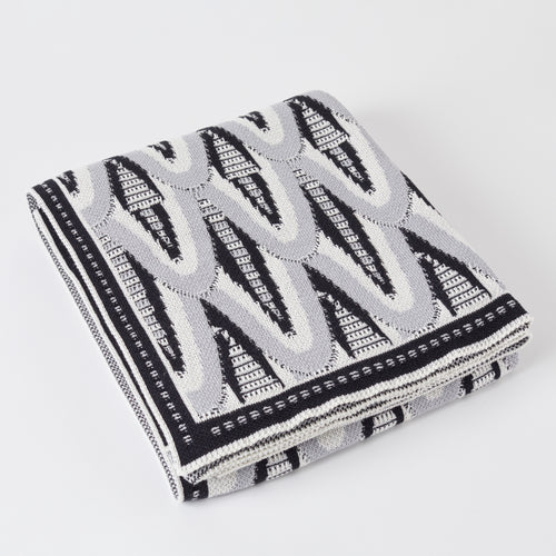 Deco Skyscraper Cotton Throw Blanket Black/Grey combo image 0