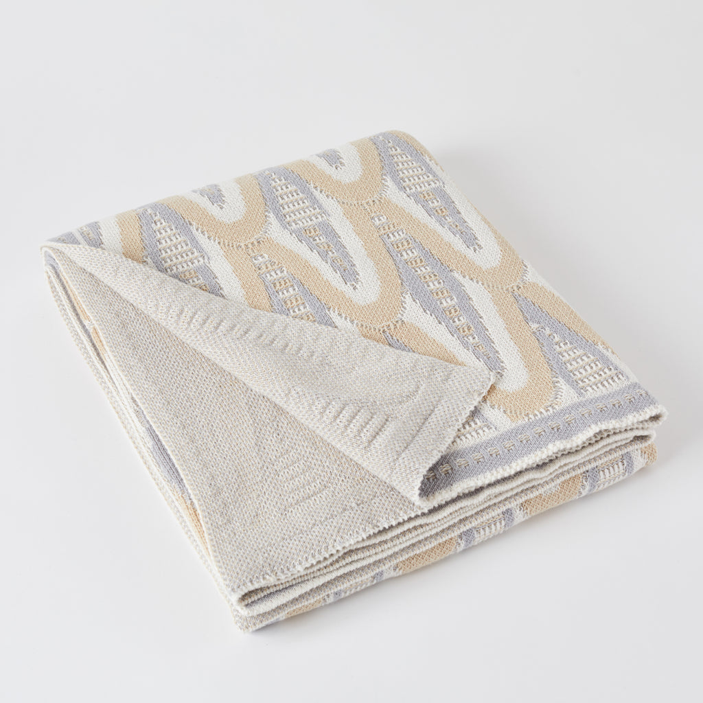 Grey/Tan Deco Skyscraper Cotton Throw Blanket