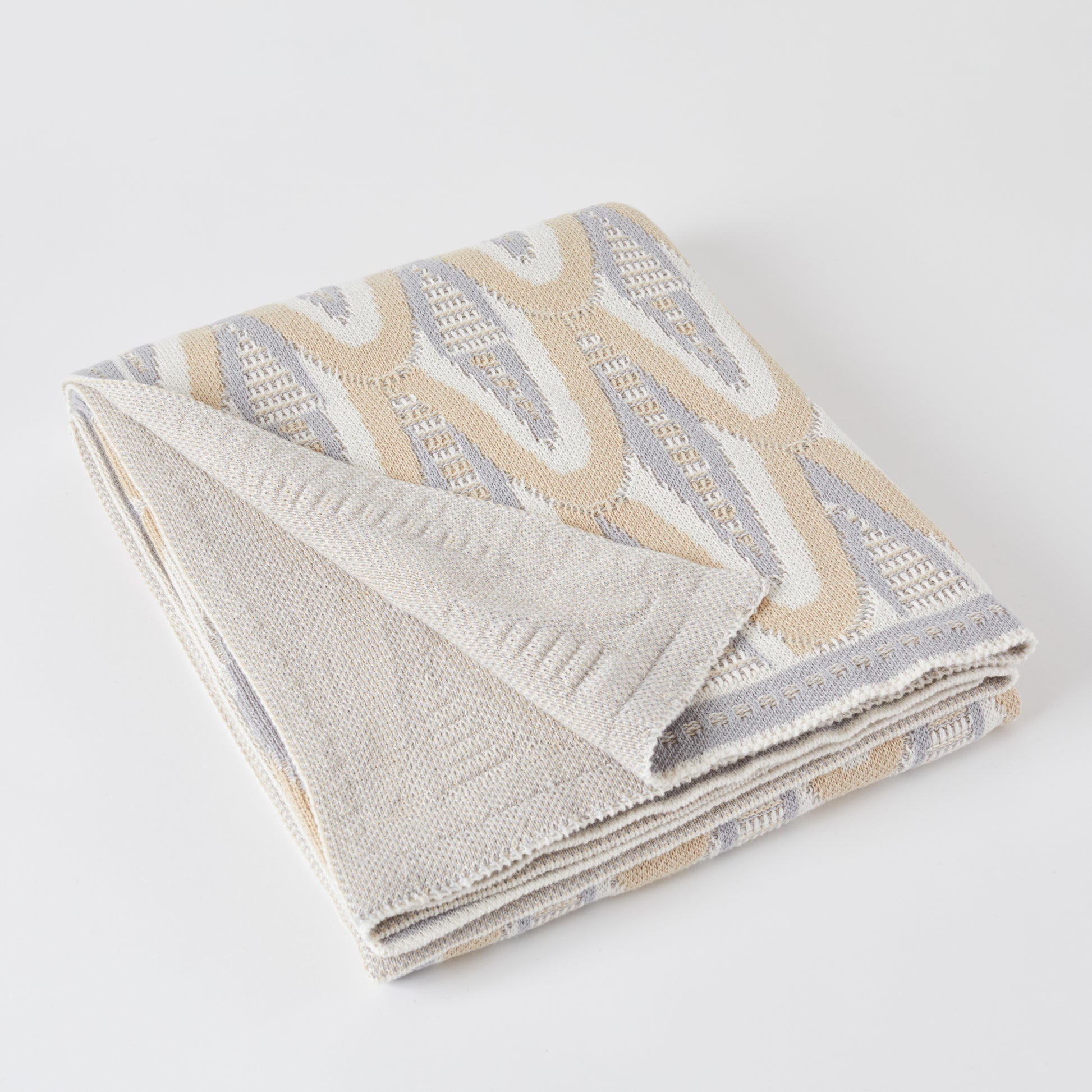 Grey/Tan Deco Skyscraper Cotton Throw Blanket