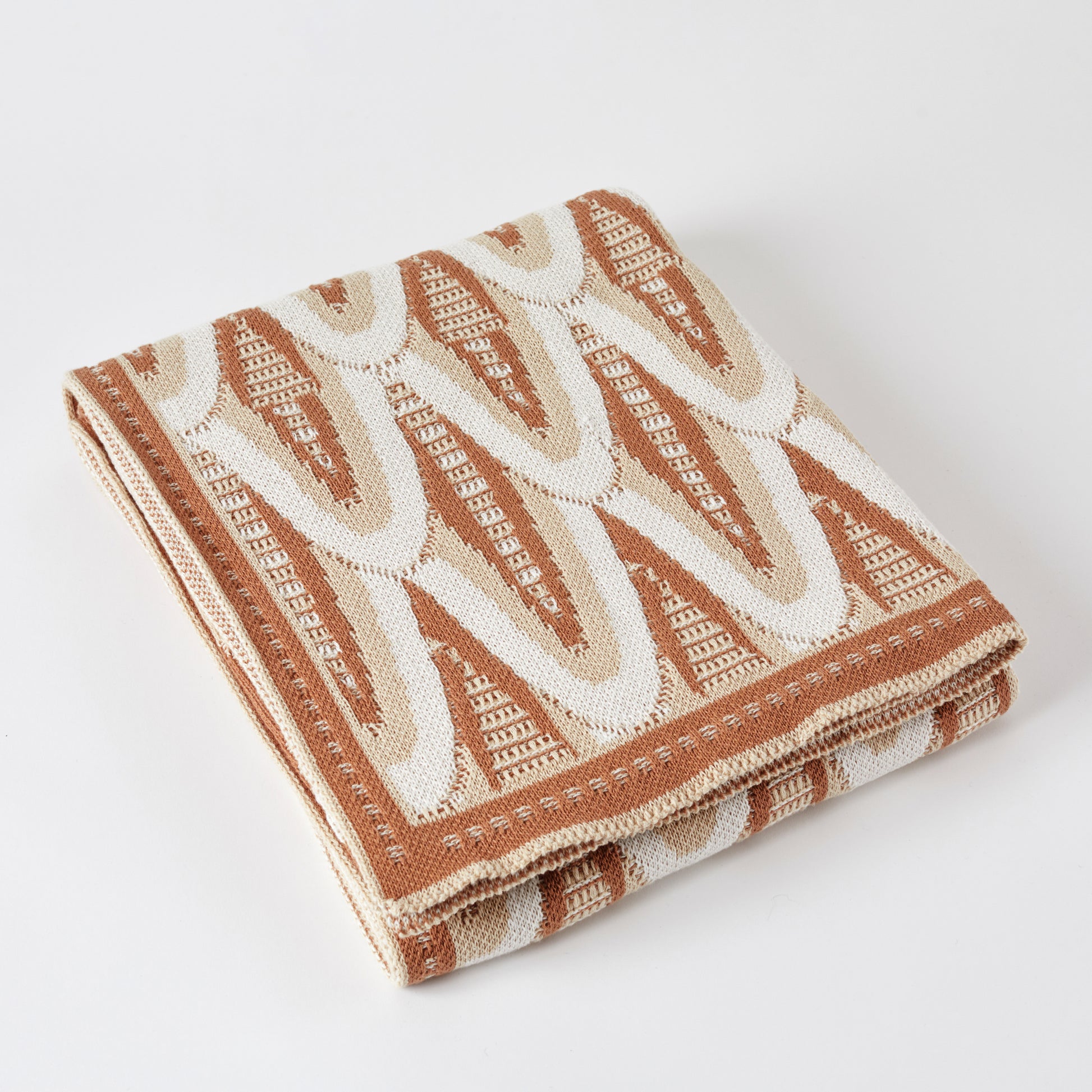 Russet/Tan Deco Skyscraper Cotton Throw Blanket