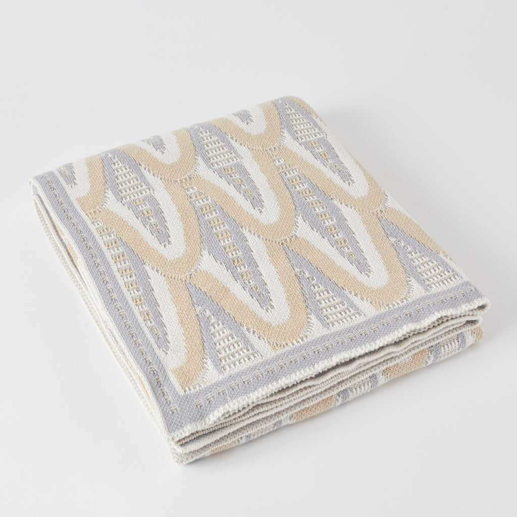 Grey/Tan Deco Skyscraper Cotton Throw Blanket