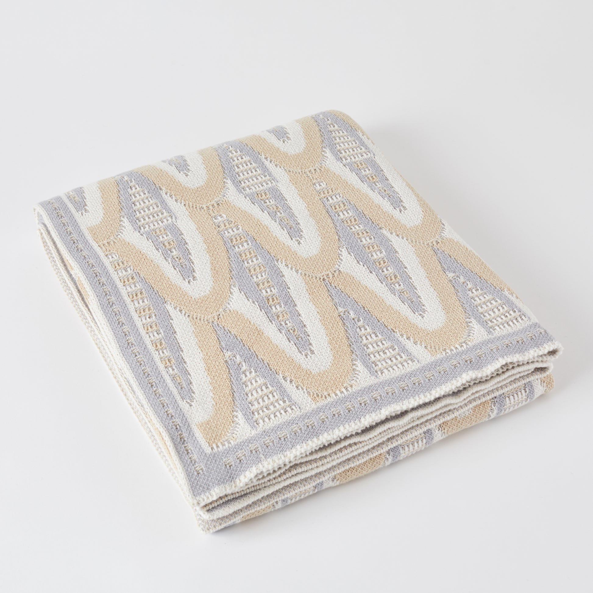 Grey/Tan Deco Skyscraper Cotton Throw Blanket
