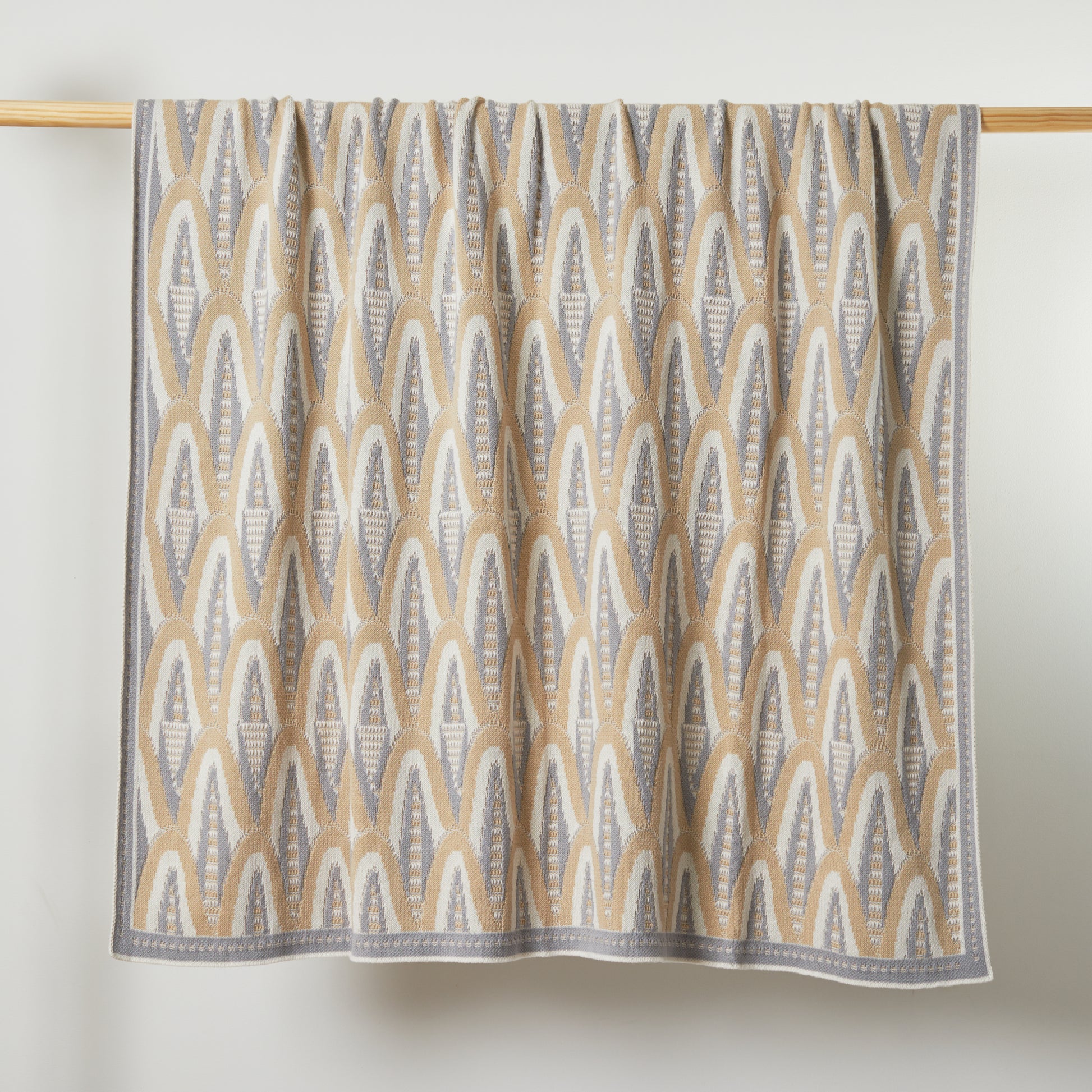 Grey/Tan Deco Skyscraper Cotton Throw Blanket