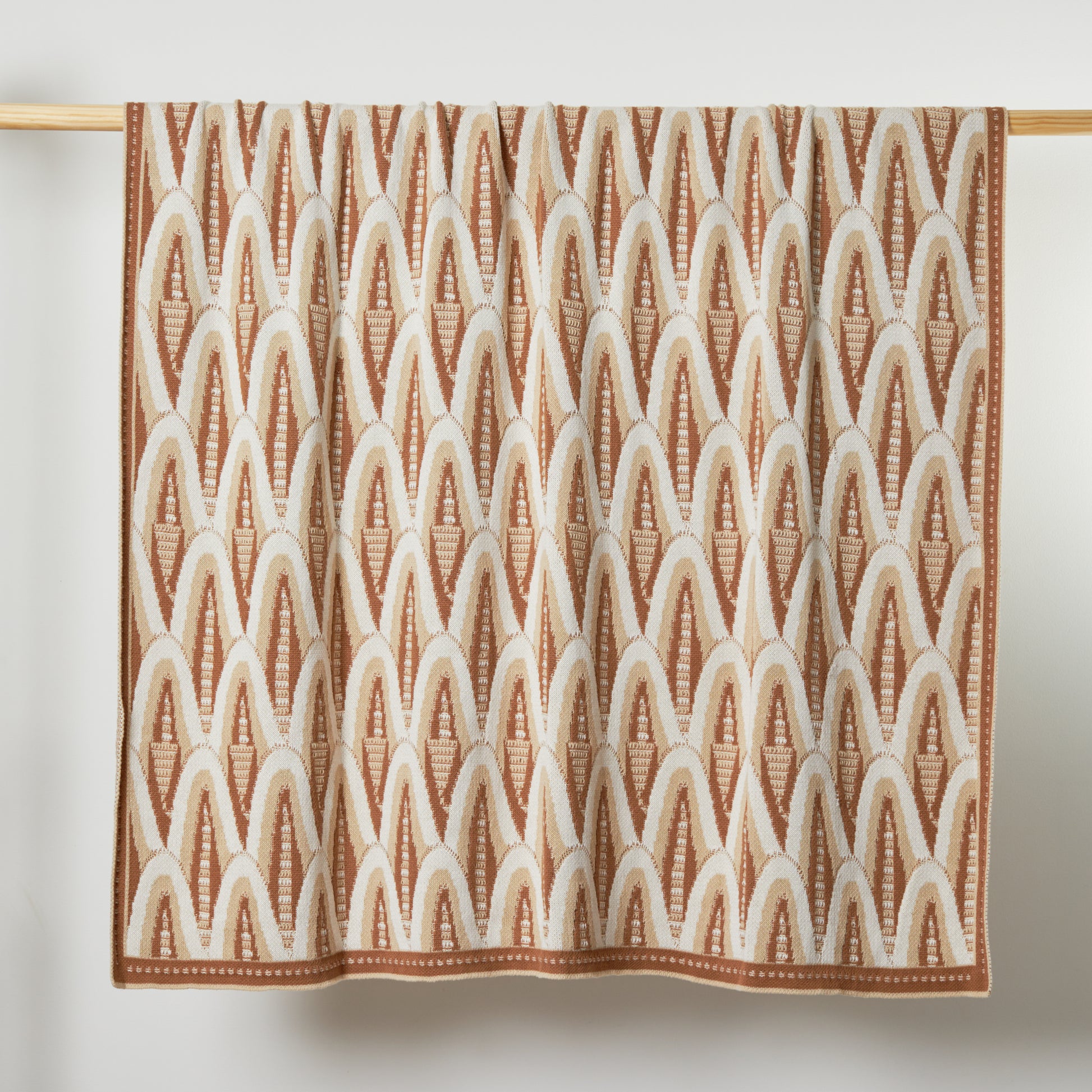 Russet/Tan Deco Skyscraper Cotton Throw Blanket