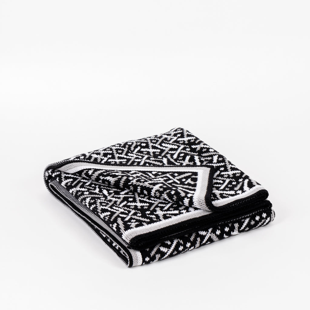 Black Combo Stardust Cotton Throw Blanket