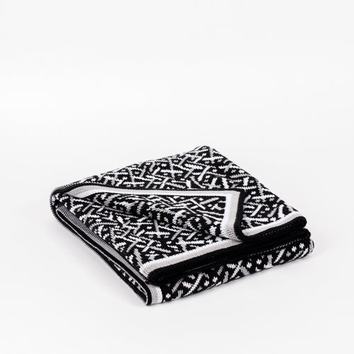 Black Combo Stardust Cotton Throw Blanket