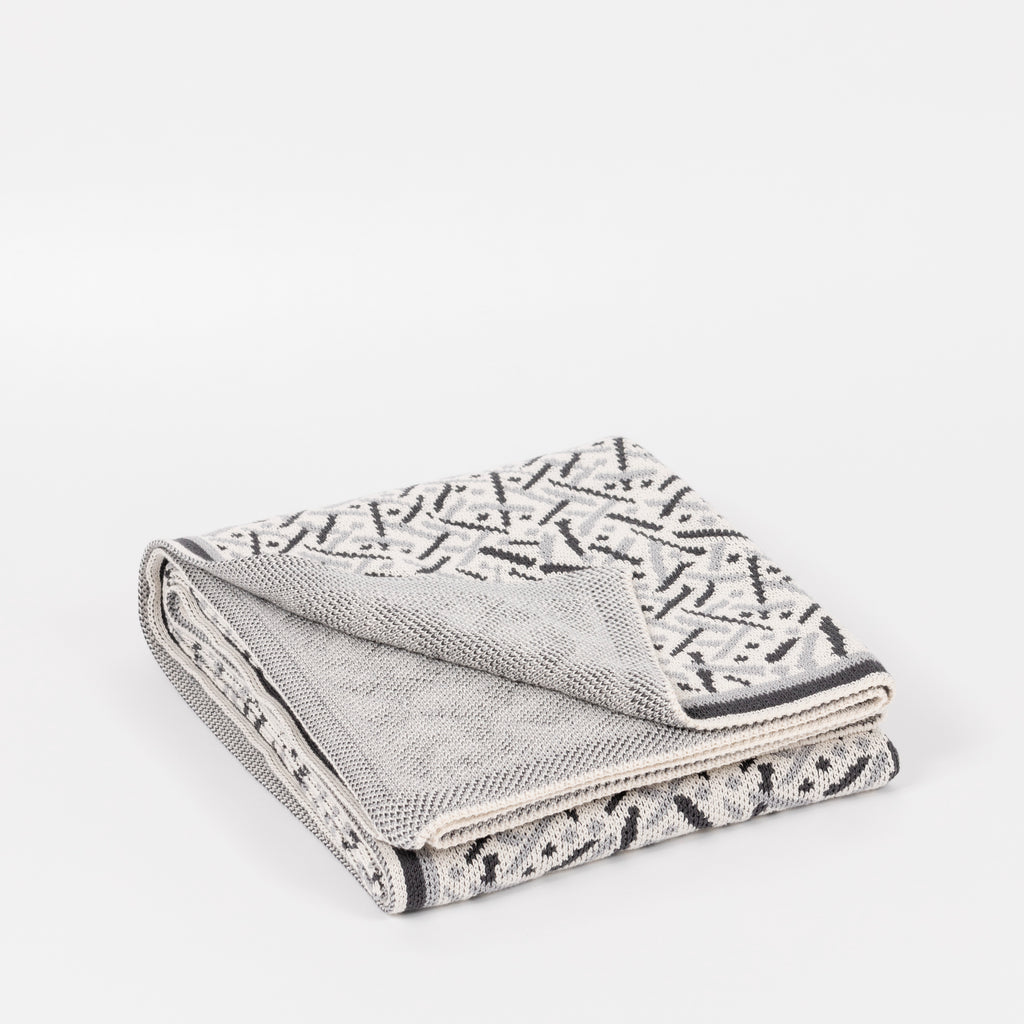 Grey Combo Stardust Cotton Throw Blanket