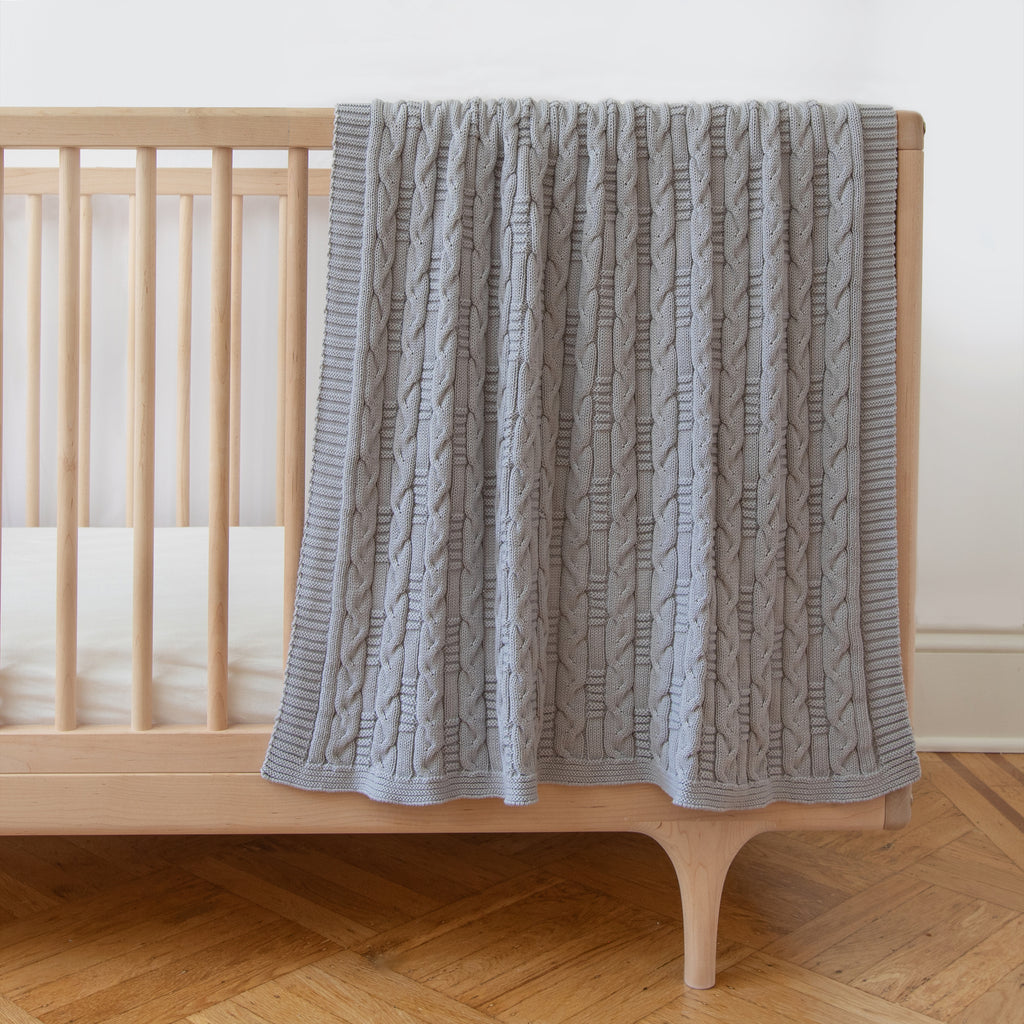 Light Grey Mini Braids Baby Blanket