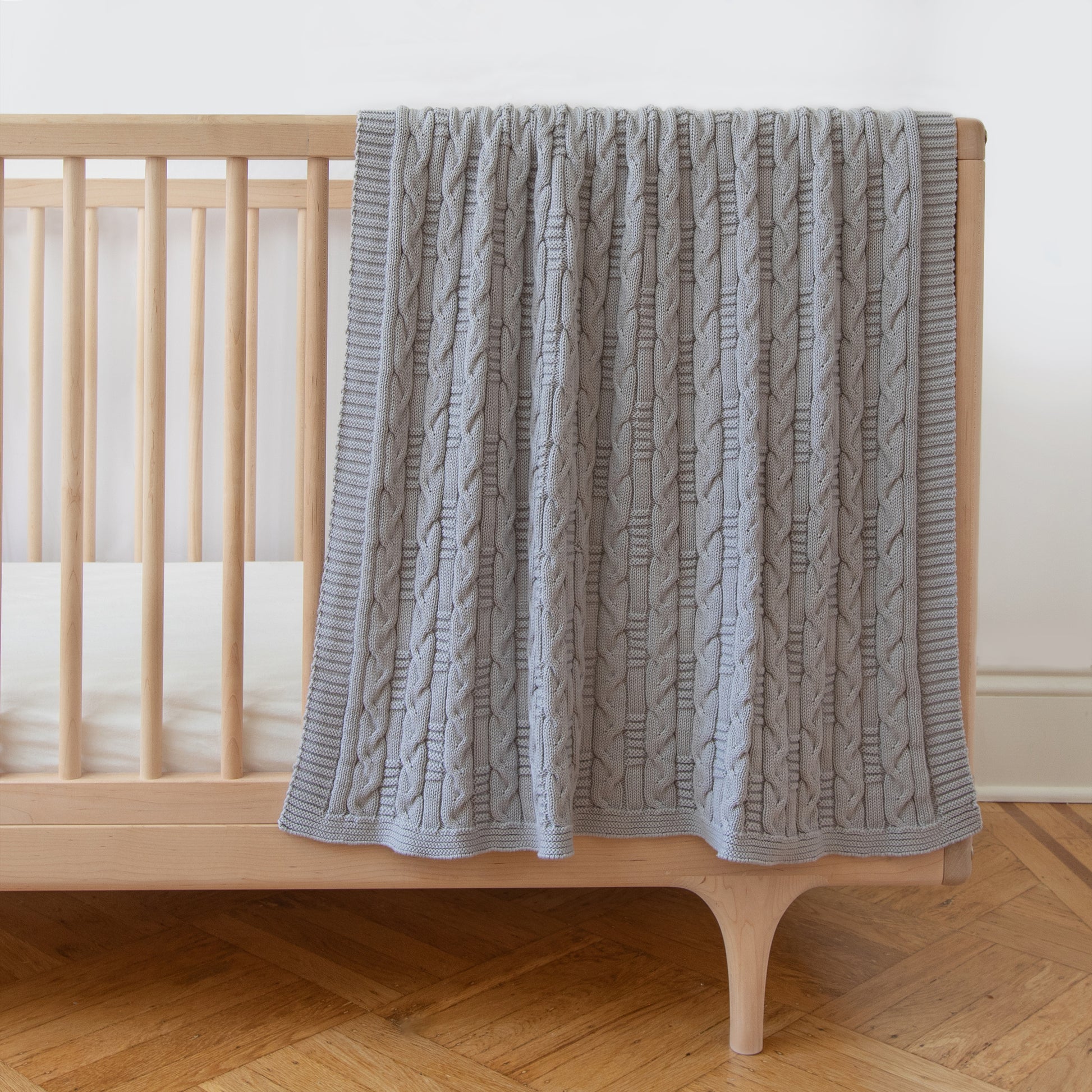 Light Grey Mini Braids Baby Blanket
