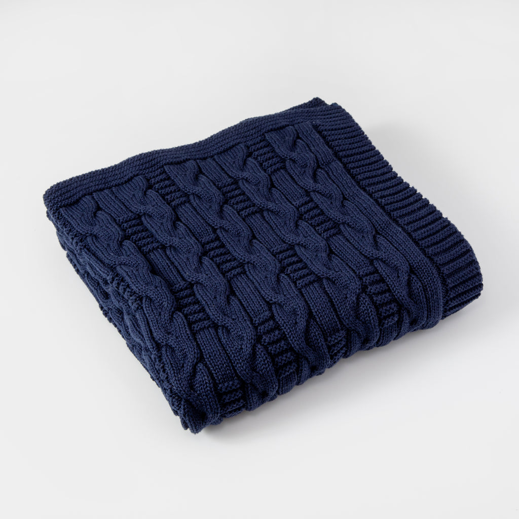 Navy Mini Braids Baby Blanket