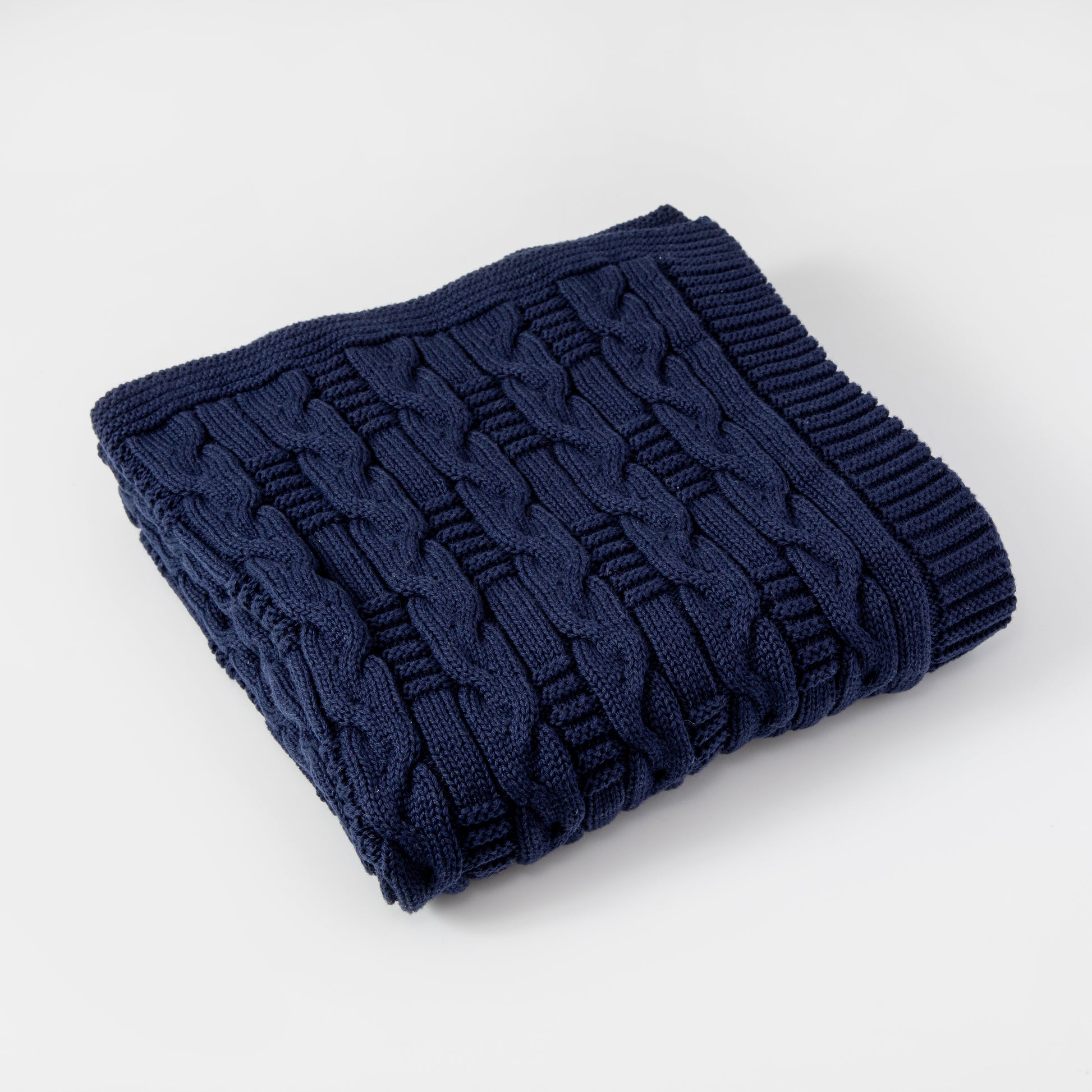 Navy Mini Braids Baby Blanket
