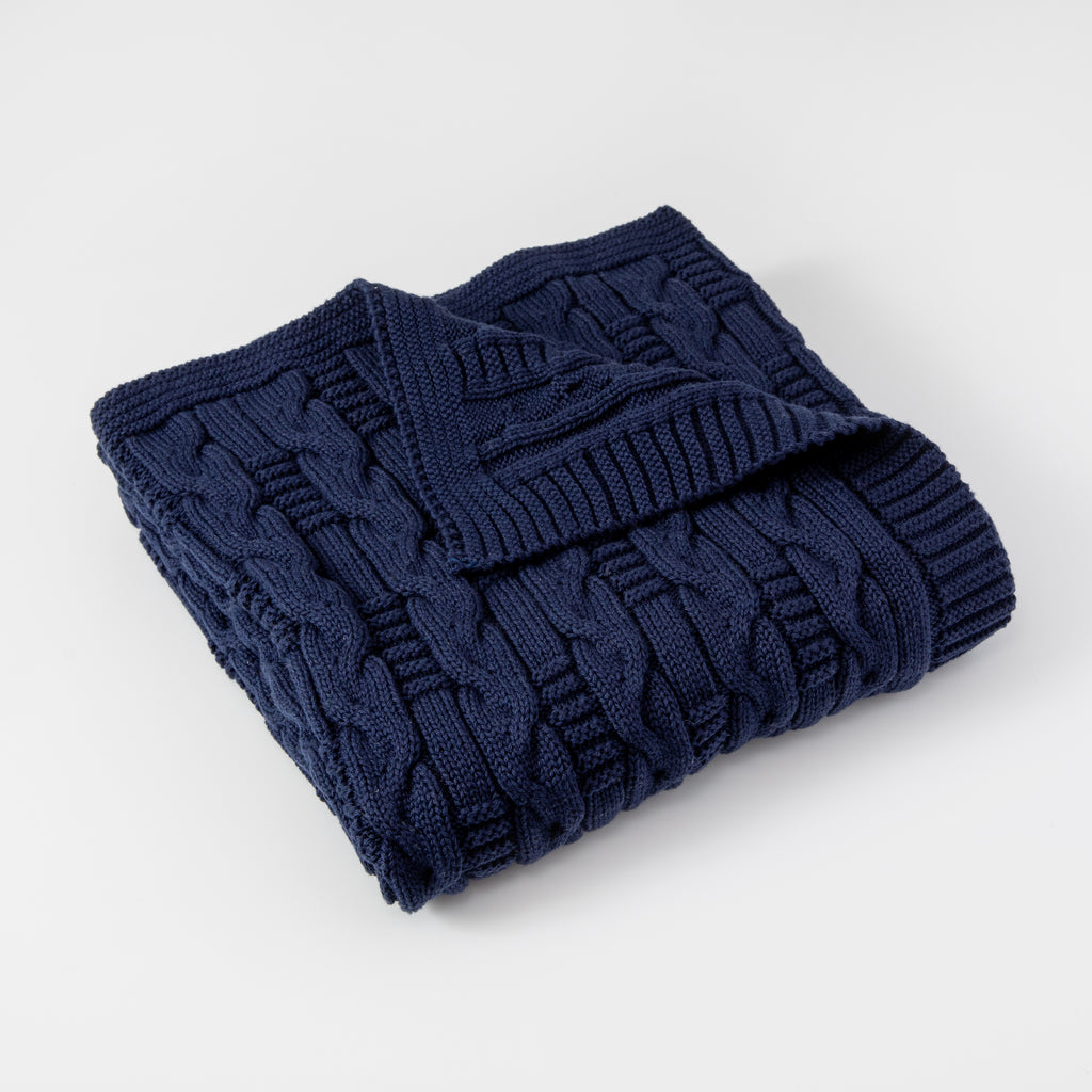 Navy Mini Braids Baby Blanket