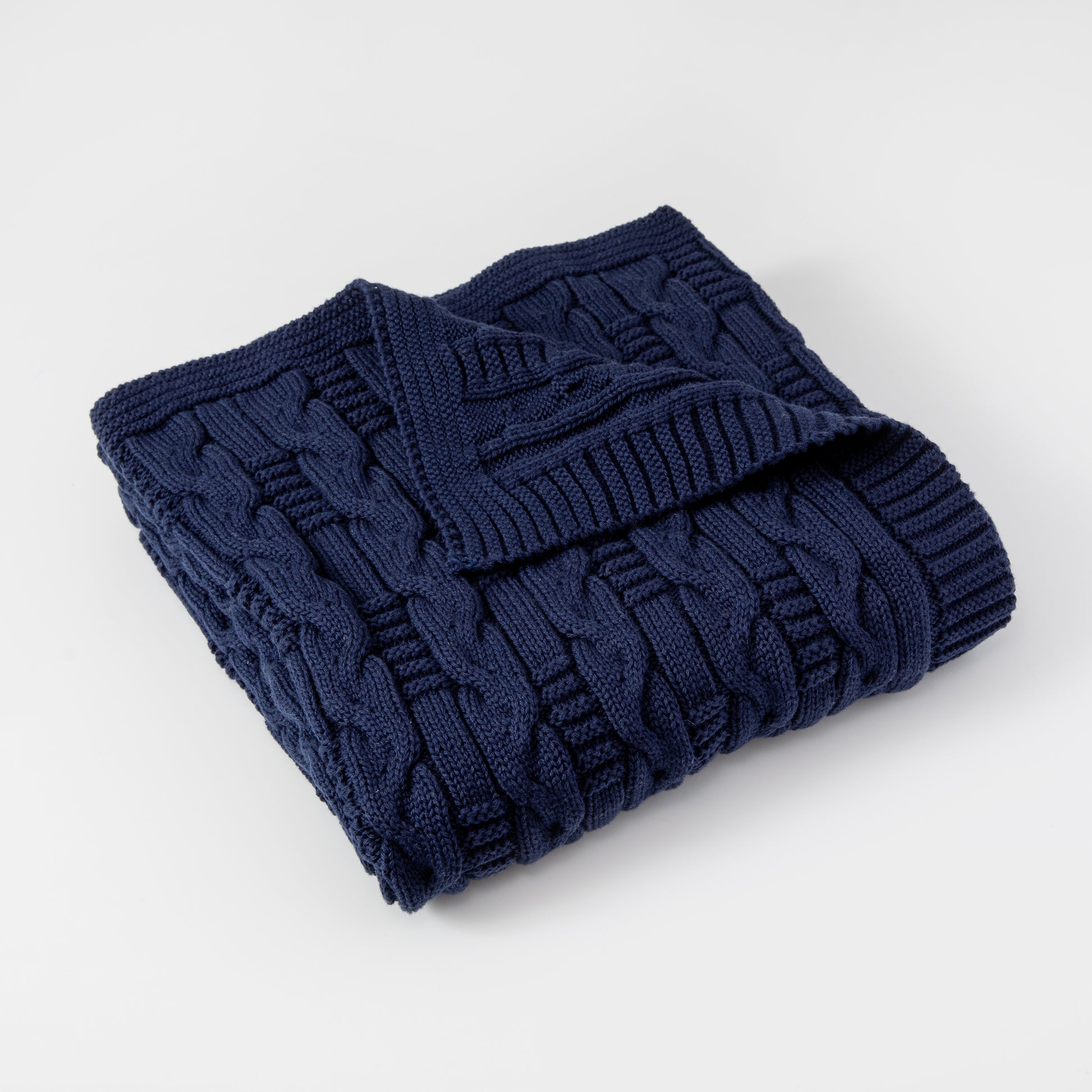Navy Mini Braids Baby Blanket