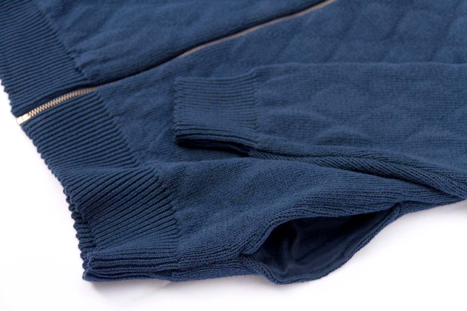 French Blue Quilted Zipper Cardigan (Originally $139.00)