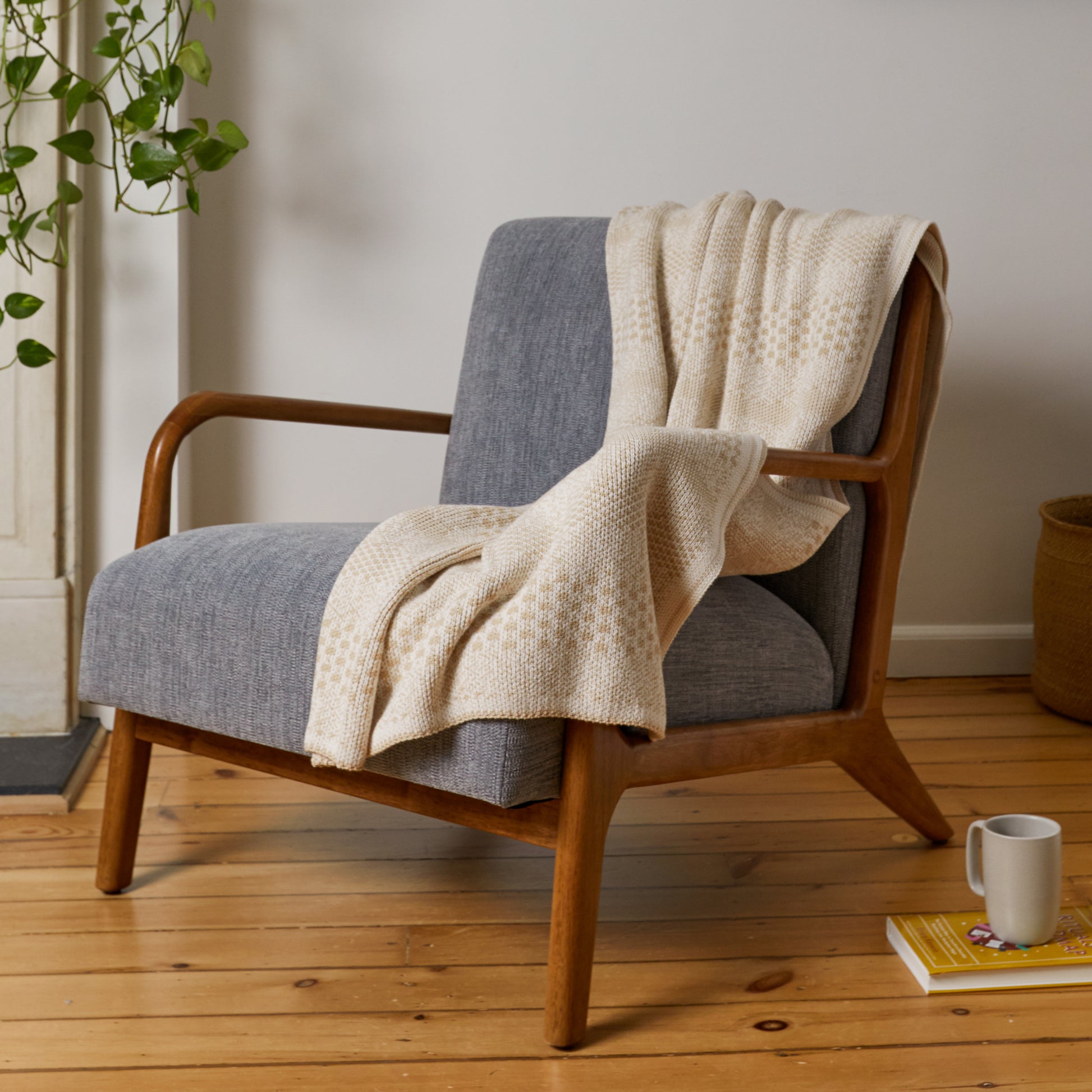 Tan Pixels Throw Blanket