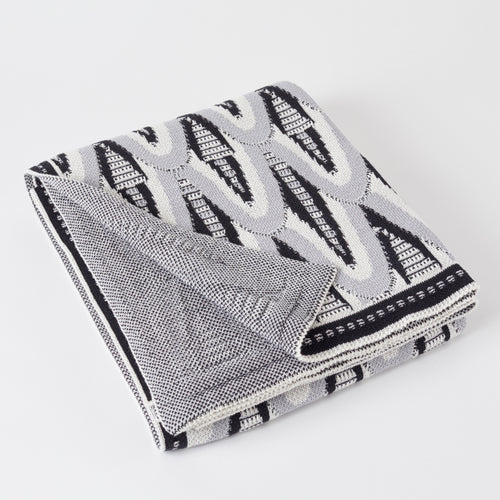 Deco Skyscraper Cotton Throw Blanket Black/Grey combo image 1