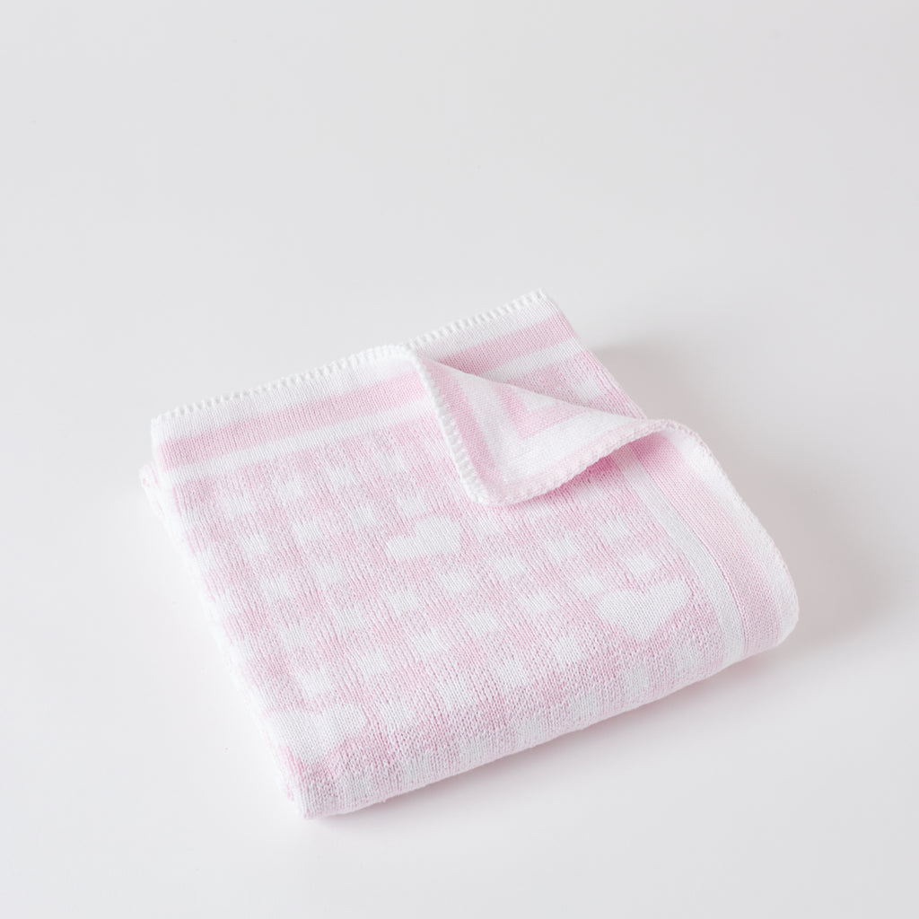 Gingham and Hearts Reversible Baby Blanket image 3